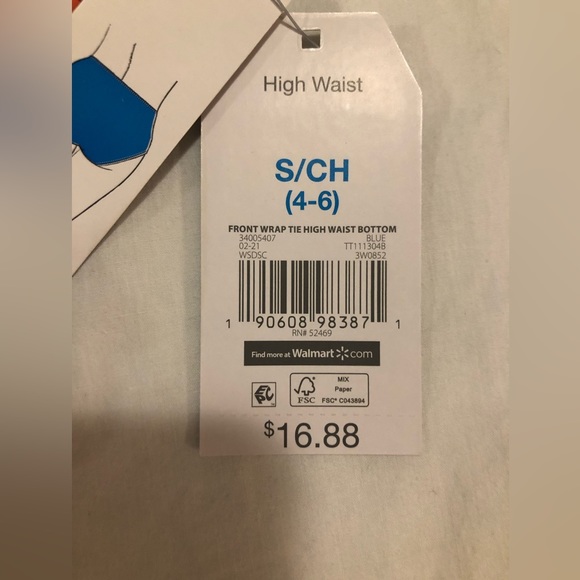 Time & Tru cobalt blue NWT front tie high waist bottom, S, 4-6 - Picture 8 of 9